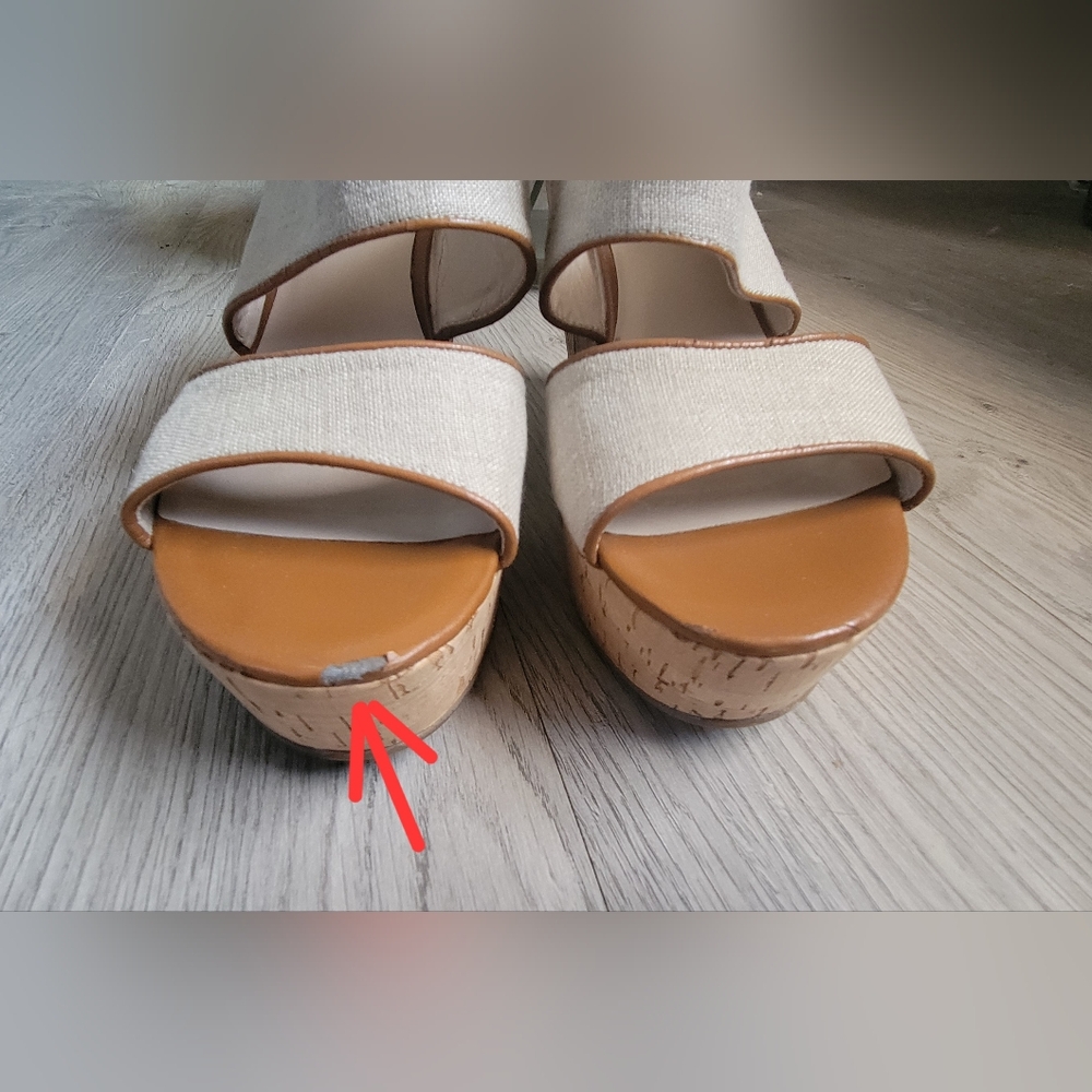 Nine West Larysa Linen & Cork Wedge, Size Women's 9.5 - Picture 6 of 12